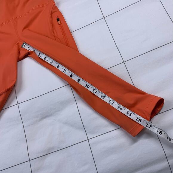 Lululemon Leggings Womens 2 Orange Cropped Capri Mesh Athletic Active Gym Run - Picture 7 of 10